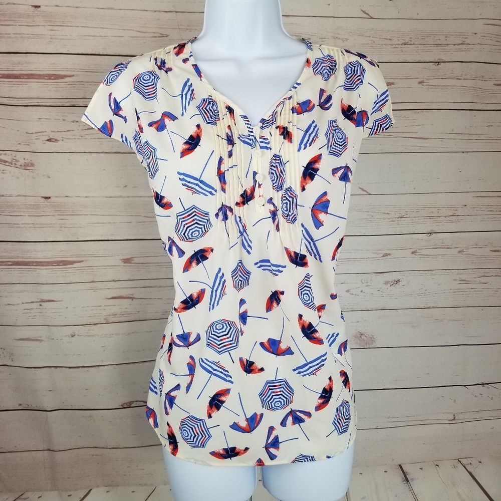 Talbots Women's MP Beach Pin Tuck Split Sleeve